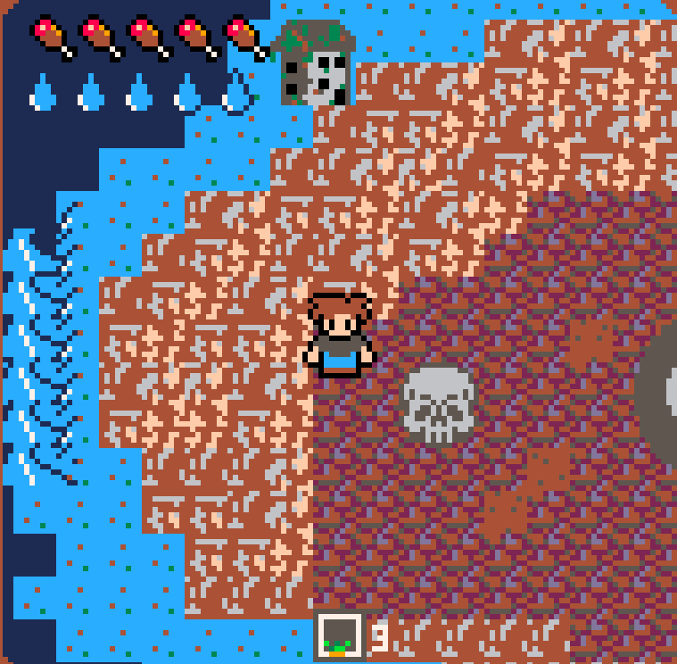 Game screenshot showing character near rising water levels